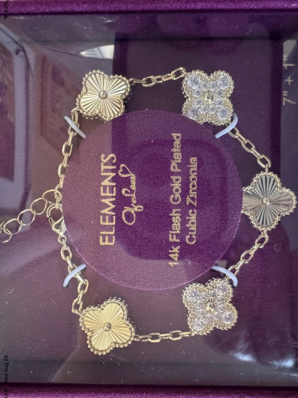 Elements of Love 14k Flash Gold Plated Lucky Clover Bracelet